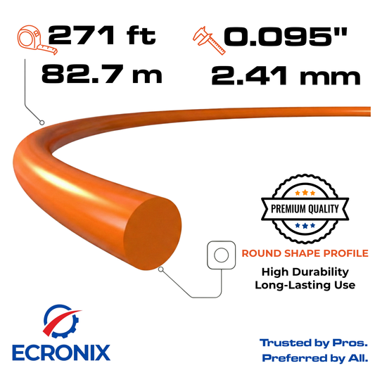 Ecronix .095" Round Trimmer Line 271 ft – Nylon Weed Eater String, 1 lb Spool