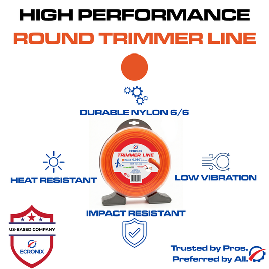 Ecronix .080" Round Trimmer Line – 409 ft, 1 lb Spool | All-Purpose for Home Use