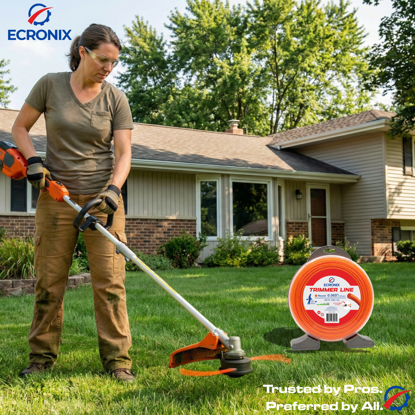 Ecronix .065" Round Trimmer Line – 601 ft, 1 lb Spool | For Battery & Electric Trimmers