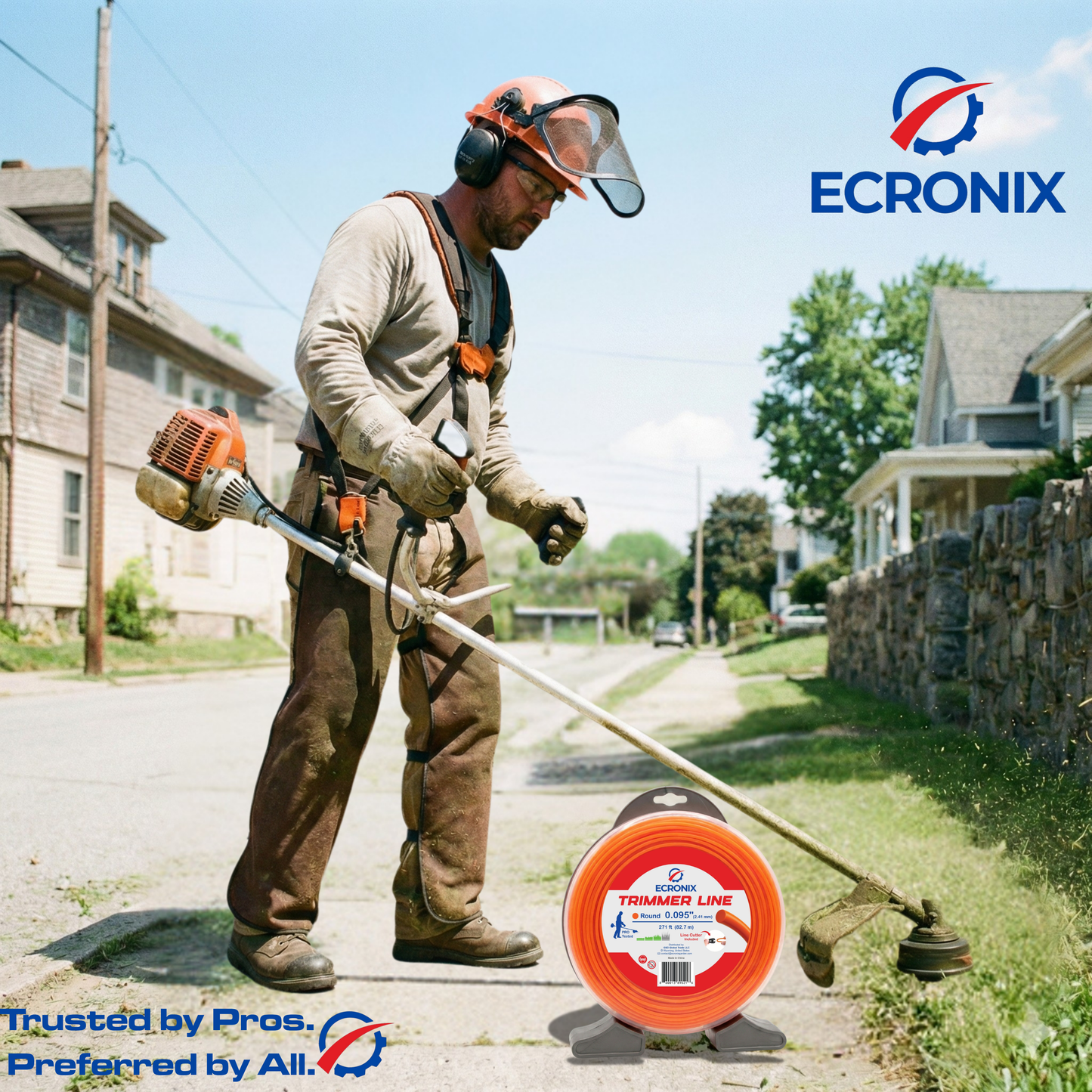 Ecronix .095" Round Trimmer Line 271 ft – Nylon Weed Eater String, 1 lb Spool