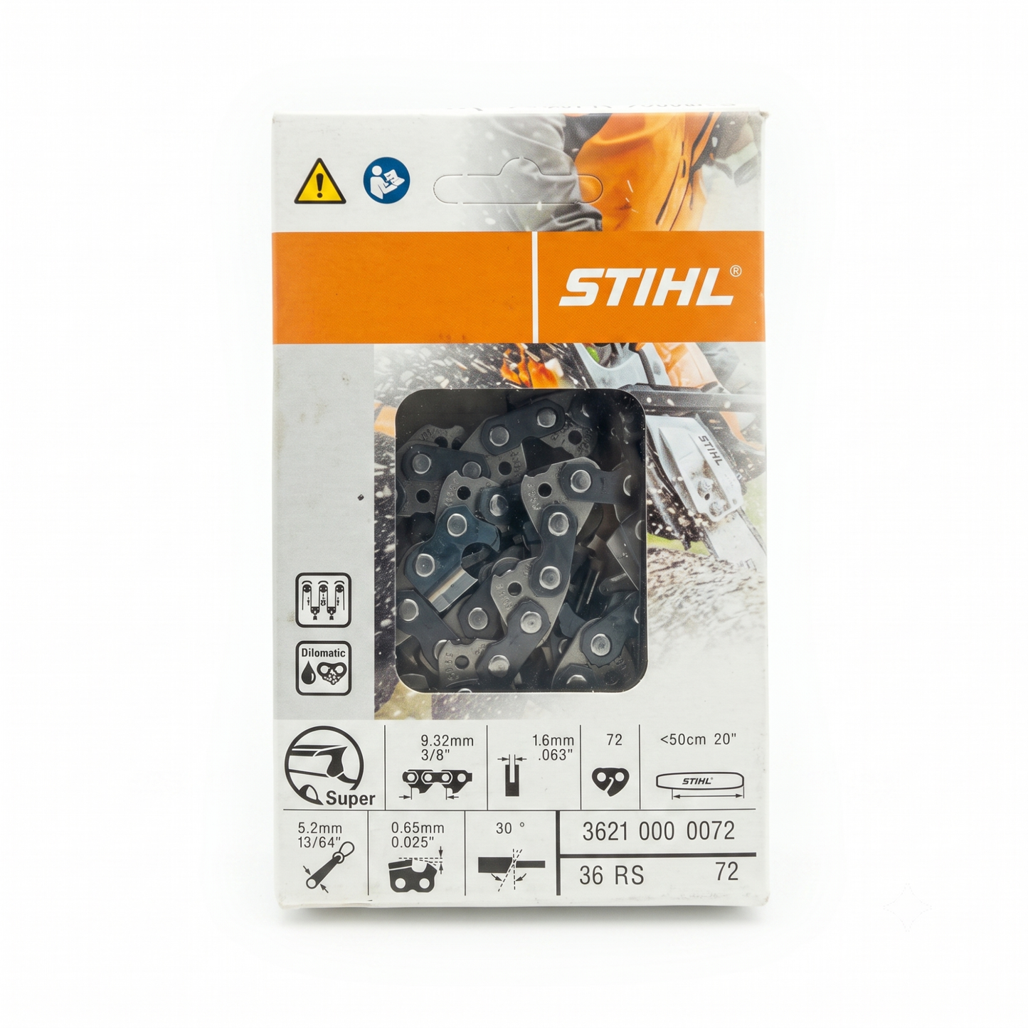 Genuine  STIHL 20" Chainsaw Chain 36 RS 72 - 3/8" Pitch, .063" Gauge, 72 Drive Links OEM