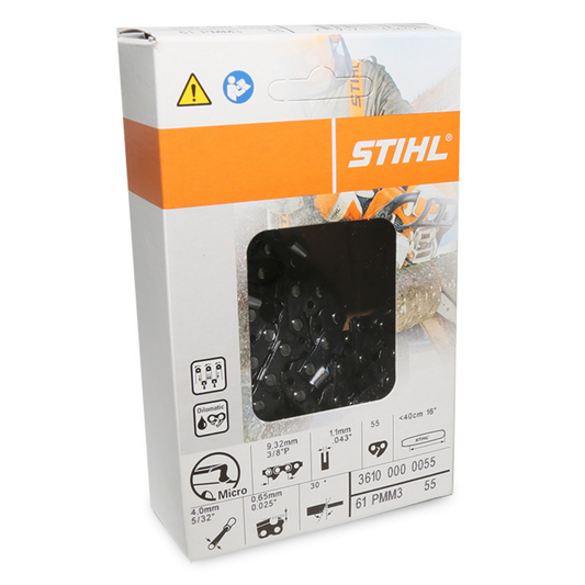 Genuine STIHL 16" Chainsaw Chain 61 PMM3 55 - 3/8" Low Profile Pitch, .043" Gauge, 55 Drive Links (OEM)