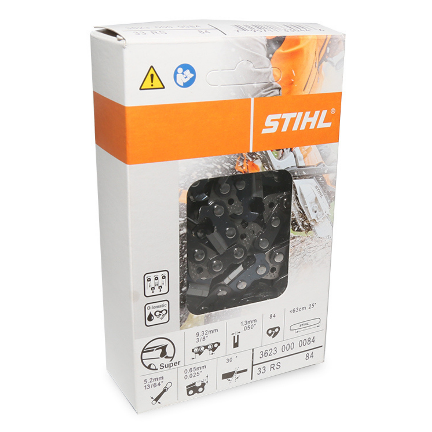 Genuine STIHL 25" Chainsaw Chain 33 RS 84 - 3/8" Pitch, .050" Gauge, 84 Drive Links (OEM)