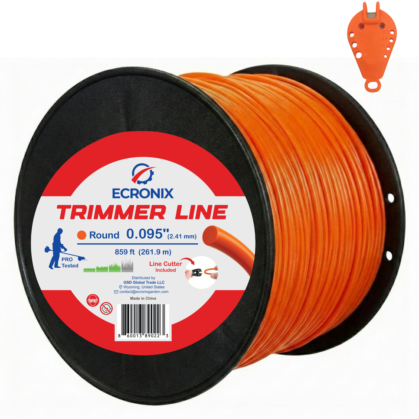Ecronix .095" Round Trimmer Line 859 ft – Nylon Weed Eater String, 3 lb Spool