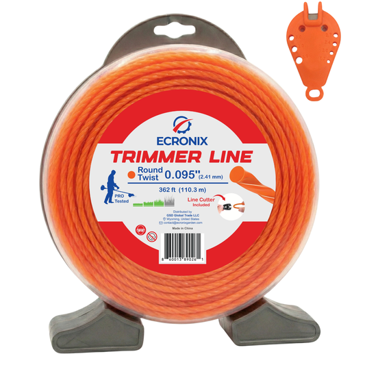 Ecronix .095" Round Twist Trimmer Line 362 ft – Nylon Weed Eater String, 1 lb Spool