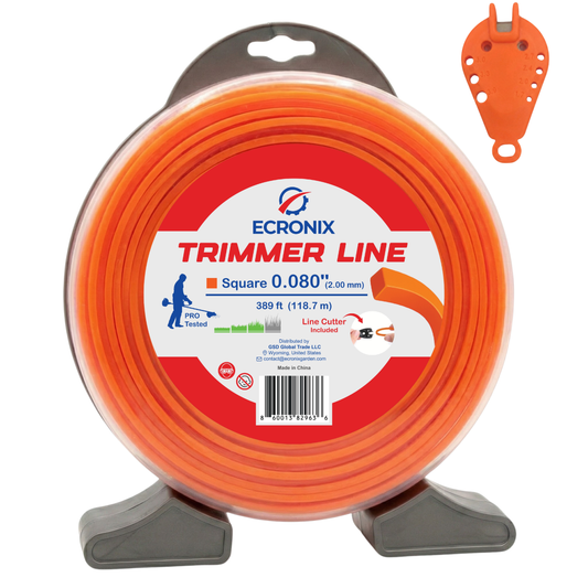 Ecronix .080" Square Trimmer Line – 389 ft, 1 lb Spool | Sharp-Cut for Home & Cordless Trimmers