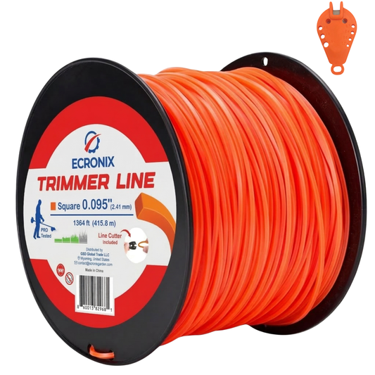 Ecronix .095" Square Trimmer Line 1364 ft – Nylon Weed Eater String, 5 lb Spool