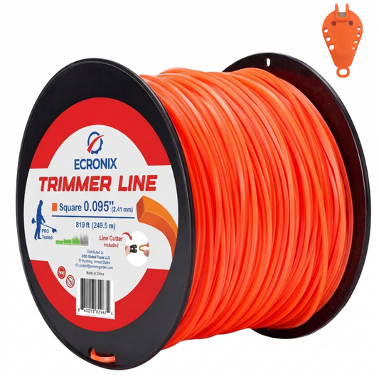 Ecronix .095" Square Trimmer Line 819 ft – Nylon Weed Eater String, 3 lb Spool