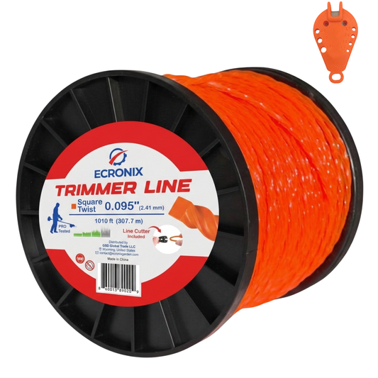 Ecronix .095" Square Twist Trimmer Line 1010 ft – Nylon Weed Eater String, 3 lb Spool