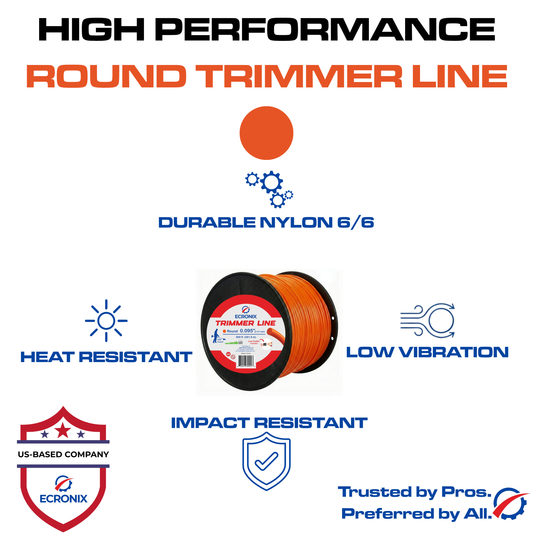 Ecronix .095" Round Trimmer Line 859 ft – Nylon Weed Eater String, 3 lb Spool