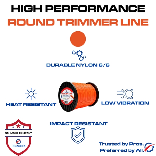 Ecronix .095" Round Trimmer Line – 1432 ft, 5 lb Jumbo Spool | Professional Landscapers