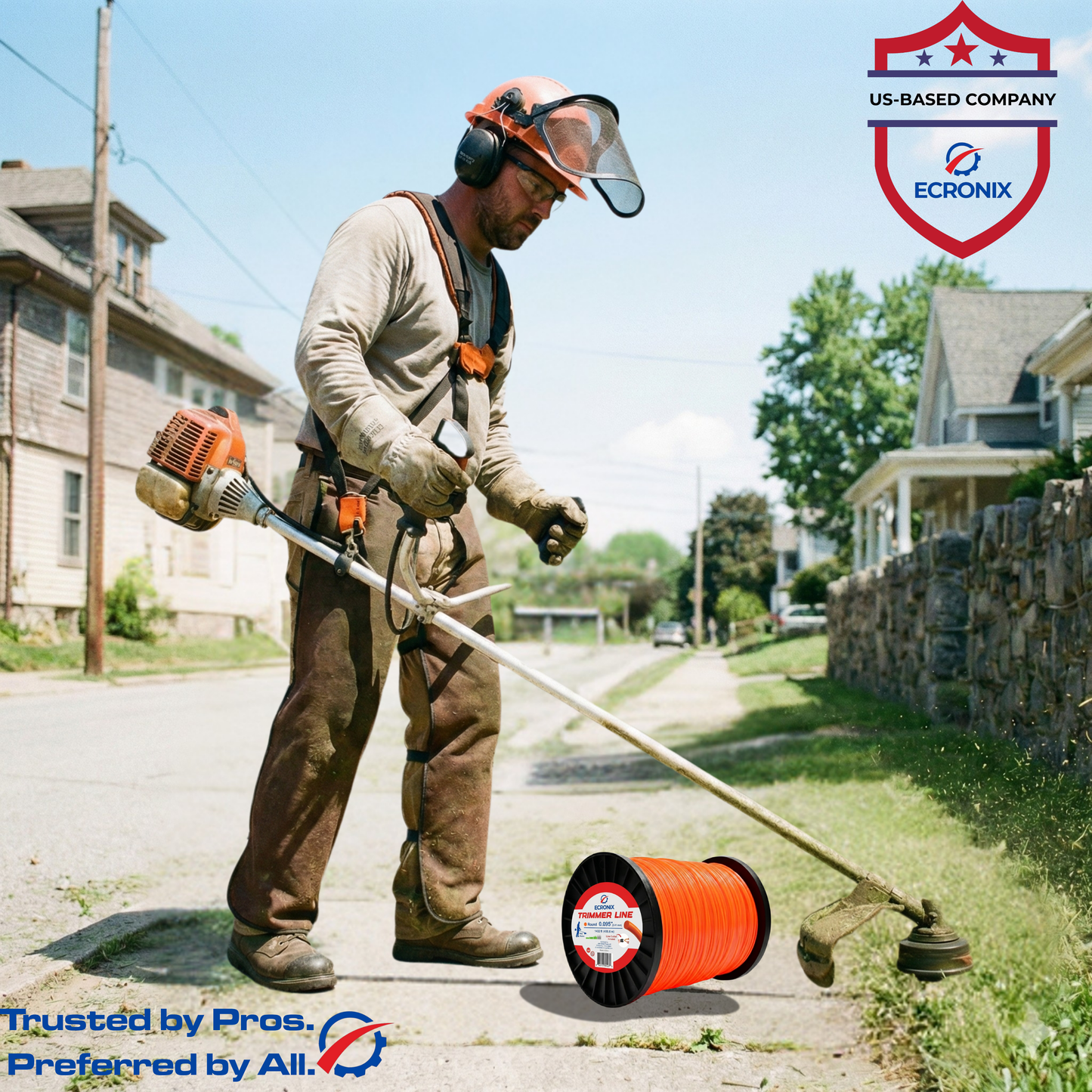 Ecronix .095" Round Trimmer Line – 1432 ft, 5 lb Jumbo Spool | Professional Landscapers