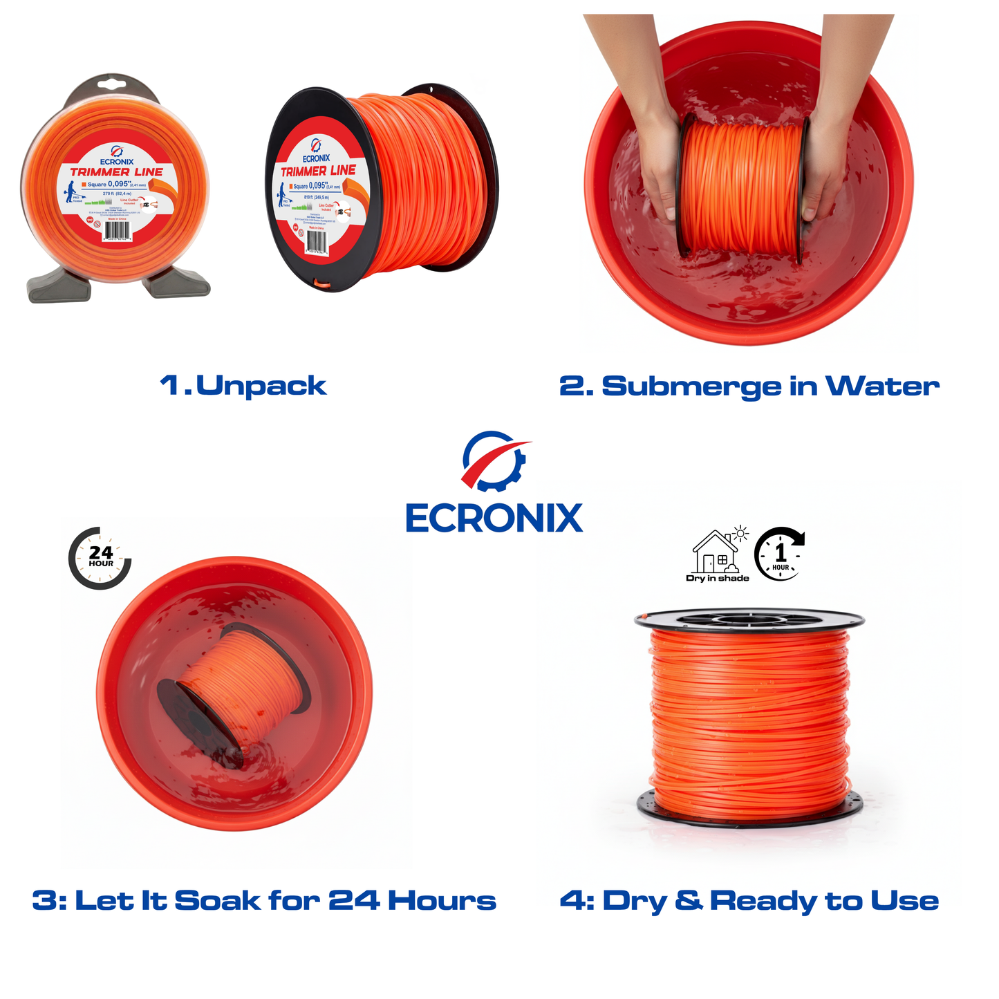 Ecronix .095" Round Trimmer Line 859 ft – Nylon Weed Eater String, 3 lb Spool